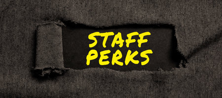 Text caption presenting Staff Perks. Business showcase Workers Benefits Bonuses Compensation Rewards Health Insuranceの写真素材