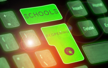 Conceptual caption Schools Reopening. Word Written on classes are over for the time being End of the...