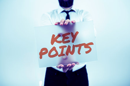 Conceptual display Key Points. Business showcase most important piece of information that is said or writtenの写真素材