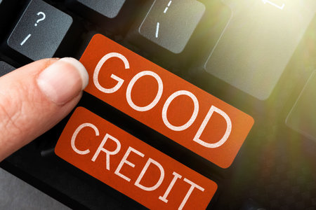 Handwriting text Good Credit. Internet Concept borrower has a relatively high credit score and safe...