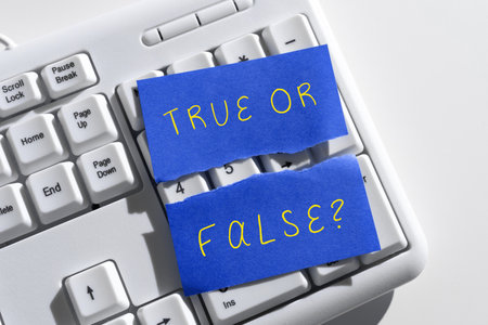 Hand writing sign True Or Falsequestion. Business concept series of statements to be marked as true or falseの写真素材