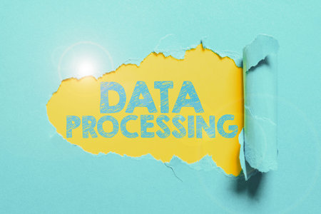 Handwriting text Data Processing. Business concept collection and manipulation of items of data to produceの写真素材