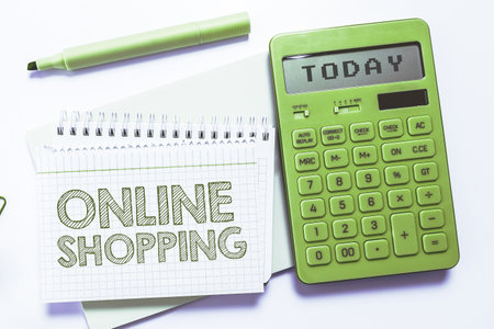 Inspiration showing sign Online Shopping. Business overview consumers directly buy goods from a seller over the Internetの写真素材