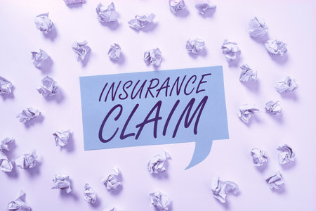 Handwriting text Insurance Claim. Business showcase coverage or compensation for a covered loss or policy eventの写真素材