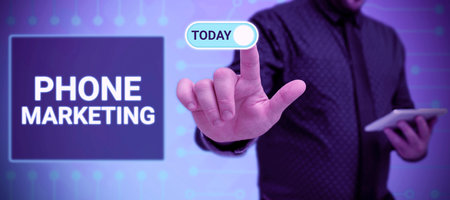 Inspiration showing sign Phone Marketing. Business concept art of promoting products and services via mobile devicesの写真素材