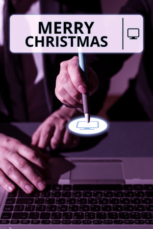 Inspiration showing sign Merry Christmas. Concept meaning annual tradition to celebrate the birth of Jesus Christの写真素材