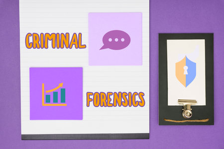 Conceptual caption Criminal Forensics. Conceptual photo Federal Offense actions Illegal Activities...