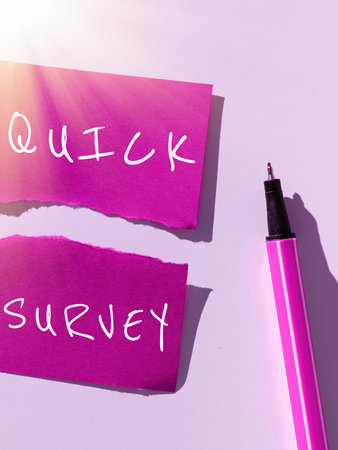 Conceptual display Quick Survey. Word for Conduct fast check on condition value situation of somethingの写真素材