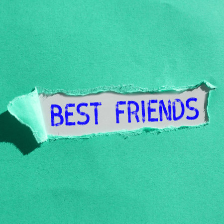 Hand writing sign Best Friends. Business idea A person you value above other persons Forever buddiesの写真素材