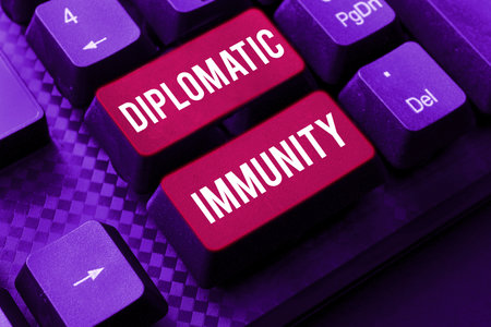 Handwriting text Diplomatic Immunity. Concept meaning law that gives foreign diplomats special rights in the country they are workingの写真素材