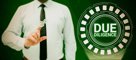 Conceptual display Due Diligence. Internet Concept avoid harming other business property for an agreementの写真素材