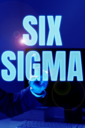 Text sign showing Six Sigma. Business overview management techniques to improve business processesの写真素材