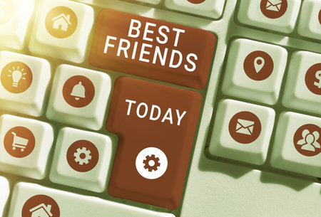 Sign displaying Best Friends. Business showcase A person you value above other persons Forever buddiesの写真素材