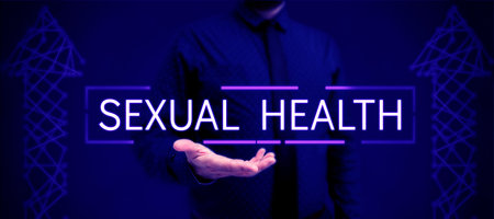 Writing displaying text Sexual Health. Concept meaning Healthier body Satisfying Sexual life Positive relationshipsの写真素材