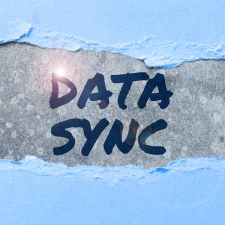 Handwriting text Data Sync. Business approach data that is continuously generated by different sourcesの写真素材