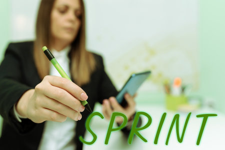 Handwriting text Sprint. Concept meaning to move at top speed especially for a short distance. period of product developmentの写真素材