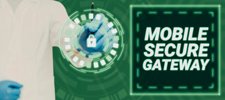 Conceptual caption Mobile Secure Gateway. Business concept Securing devices from phishing or...