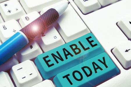 Inspiration showing sign Enable. Business showcase give someone or something the authority or means to do somethingの写真素材
