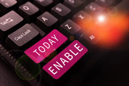 Inspiration showing sign Enable. Business showcase give someone or something the authority or means to do somethingの写真素材