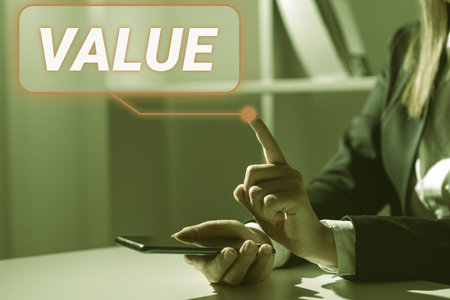 Text caption presenting Value. Conceptual photo principles or standards behaviour judgement what...