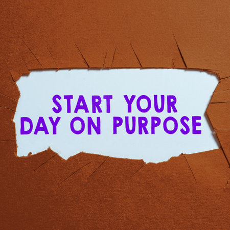 Handwriting text Start Your Day On Purpose. Business concept Have clean ideas of what you are going to doの写真素材