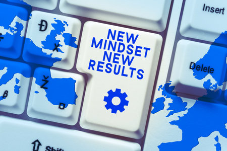 Conceptual display New Mindset New Results. Word Written on Open to Opportunities No Limits Think Biggerの写真素材