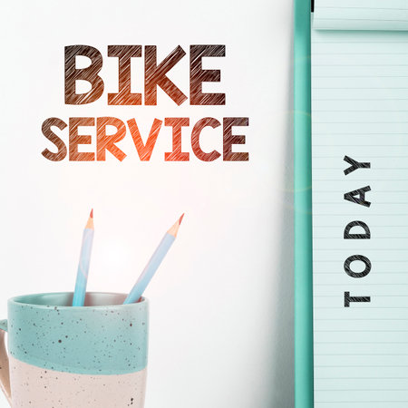 Text sign showing Bike Service. Business concept cleaning and repairing bike mechanism to keep best conditionの写真素材