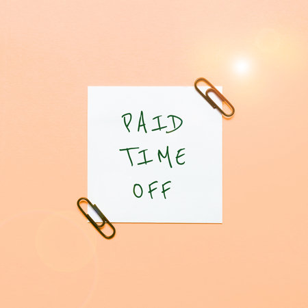 Text caption presenting Paid Time Off. Business approach Receiving payments for not moments where you are not workingの写真素材