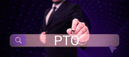 Text sign showing Pto. Concept meaning Employer grants compensation for personal leave holidaysの写真素材