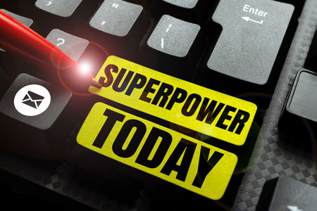 Writing displaying text Superpower. Conceptual photo a power or ability of a kind enables and enforces the bearerの写真素材