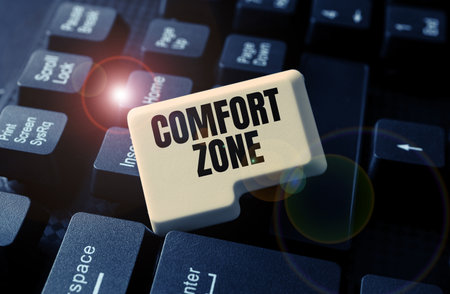 Hand writing sign Comfort Zone. Business approach A situation where one feels safe or at ease have Controlの写真素材