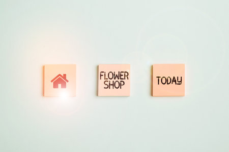 Handwriting text Flower Shop. Word for where cut flowers are sold with decorations for giftsの写真素材