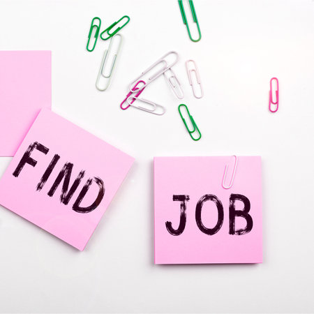 Sign displaying Find Job. Business approach An act of person to find or search work suited for his professionの写真素材
