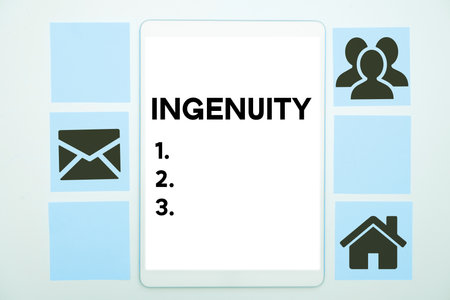 Writing displaying text Ingenuity. Business showcase the quality of being clever, original, and inventiveの写真素材