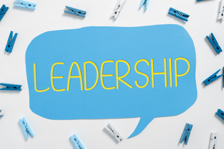 Hand writing sign Leadership. Business showcase Ability Activity involving leading a group of people or companyの写真素材
