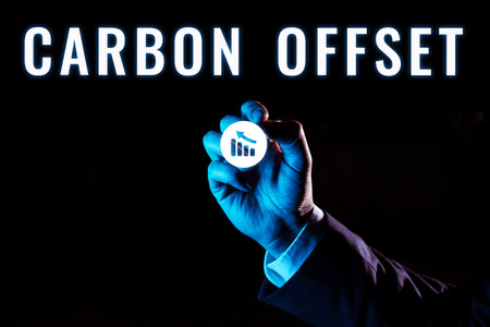 Text showing inspiration Carbon Offset. Business idea Reduction in emissions of carbon dioxide or...