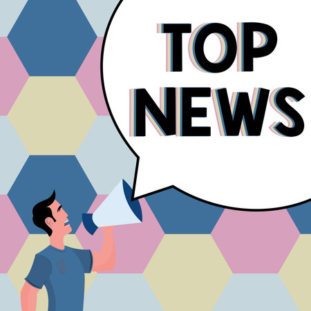 Conceptual caption Top News. Business overview information that is being received and broadcast about an eventの写真素材