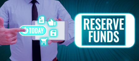 Conceptual caption Reserve Funds. Conceptual photo money released from bank to back up failed...