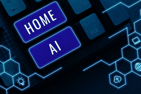 Sign displaying Home Ai. Business showcase home solution that enables automating the bulk of...
