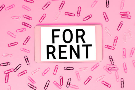 Text sign showing For Rent. Business overview when you make property available for purchasing...