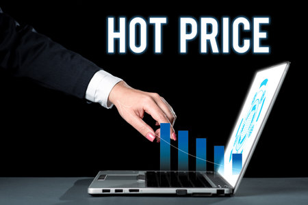Sign displaying Hot Price. Business overview Buyer or seller can obtain something for a product sold or buyの写真素材