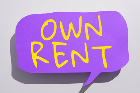 Text caption presenting Own Rent. Business showcase tangible property is leased in exchange for a monthly paymentの写真素材