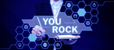Text showing inspiration You Rock. Business approach slang phrase of praise or encouragement...
