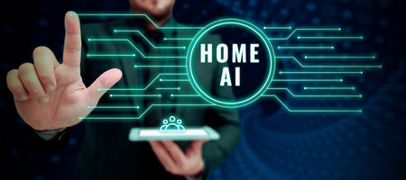 Text sign showing Home Ai. Business concept home solution that enables automating the bulk of electronicの写真素材