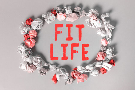 Conceptual caption Fit Life. Internet Concept maintaining a healthy weight with diet and exercise Healthy livingの写真素材