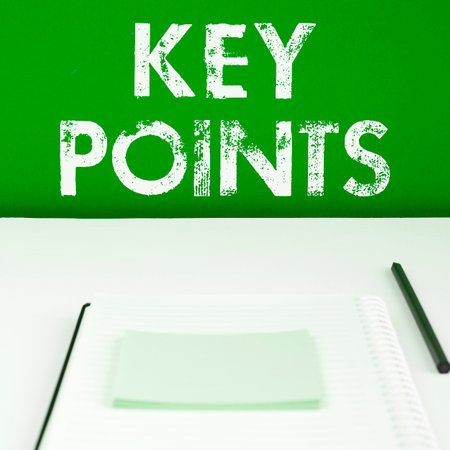 Handwriting text Key Points. Business idea most important piece of information that is said or writtenの写真素材