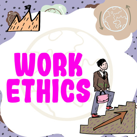 Text sign showing Work Ethics. Internet Concept A set of values centered on the importance of doing workの写真素材
