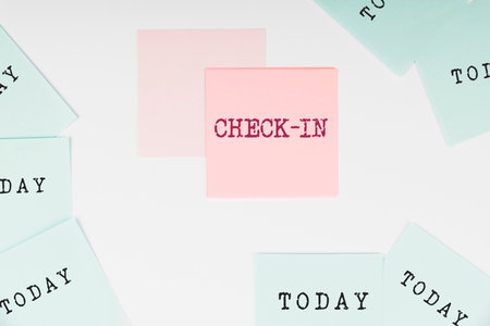 Writing displaying text Check In. Conceptual photo Procedure by which an airline or hotel formally...