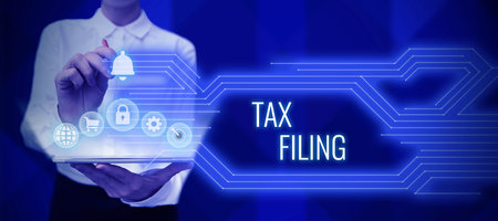 Text showing inspiration Tax Filing. Word for Submitting documens filed with tax payer financial...
