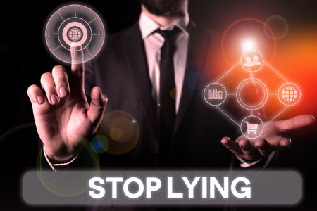 Handwriting text Stop Lying. Business overview put an end on chronic behavior of compulsive or...